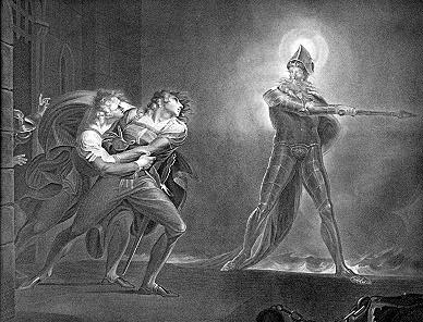 "Hamlet e o Fantasma", gravura de Henry Fuseli (1789).